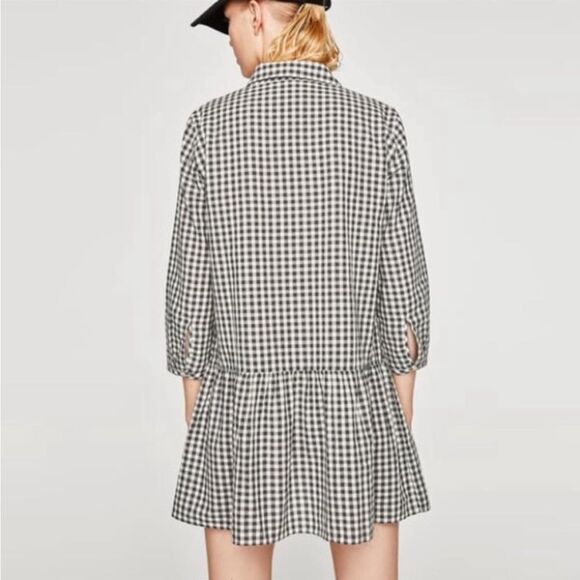 Zara Checkered and Floral Embroidery Mini Dress - Picture 2 of 8